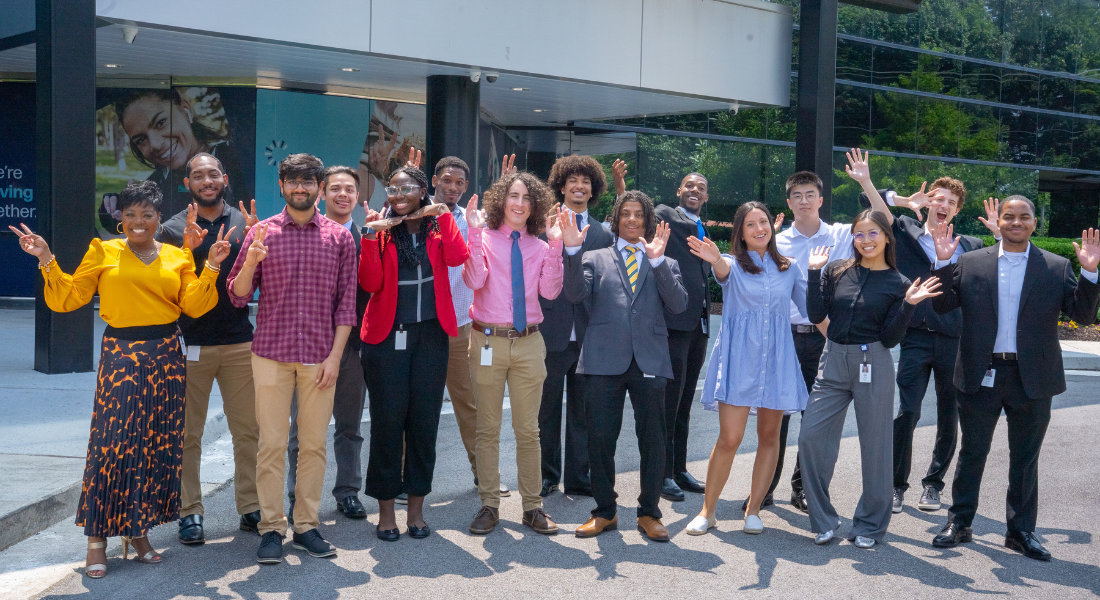 Chartway interns standing outside of headquarters