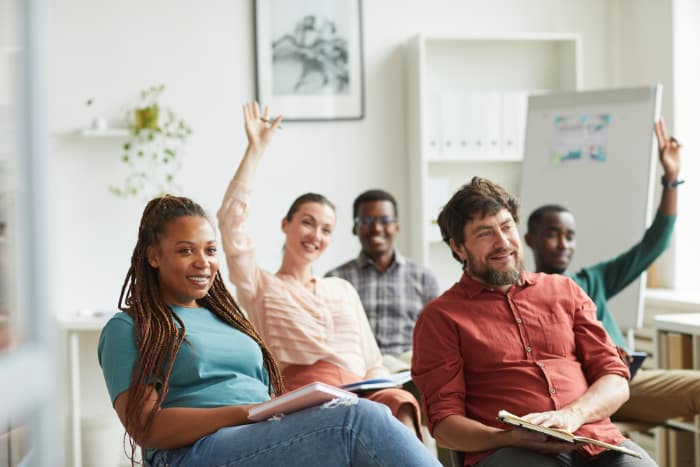 A group of people attending a class together
