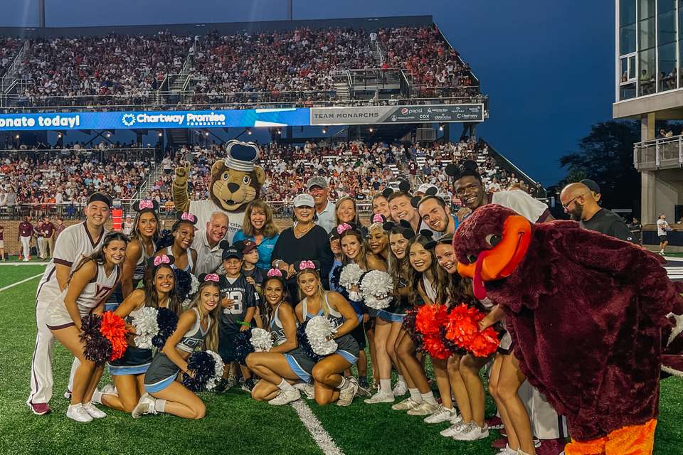 ODU and VA Tech Cheerleaders and Mascots Joined Chartway and its Foundation for the Big Reveal