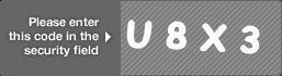 captcha code for visual authentication  letter U number 8 letter X number 3